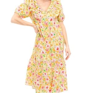 Crown & Ivy Short Sleeve Puff Midi Dress